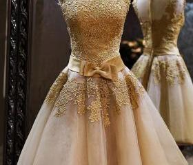 gold lace short gown styles